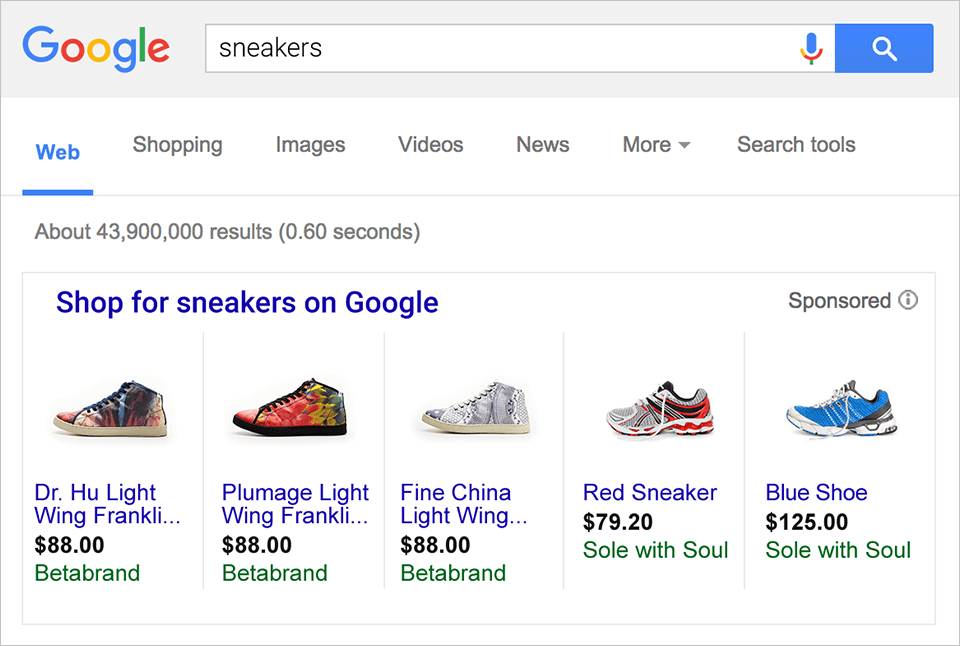 google shopping zoekresultaat
