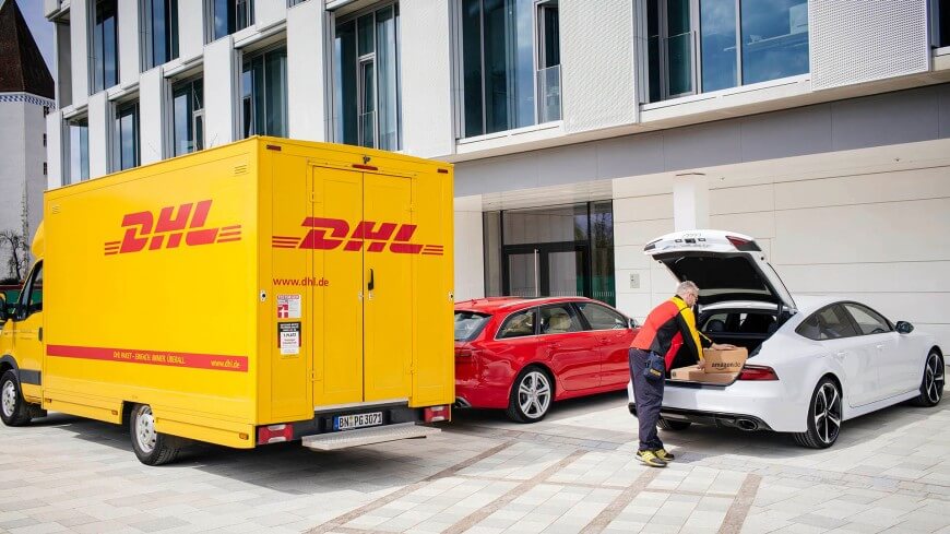 dhl bezorgt in auto