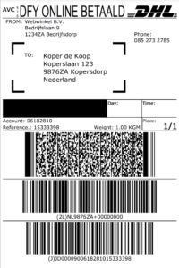 dhl label voorbeeld