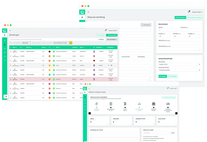 screenshots verzendsysteem